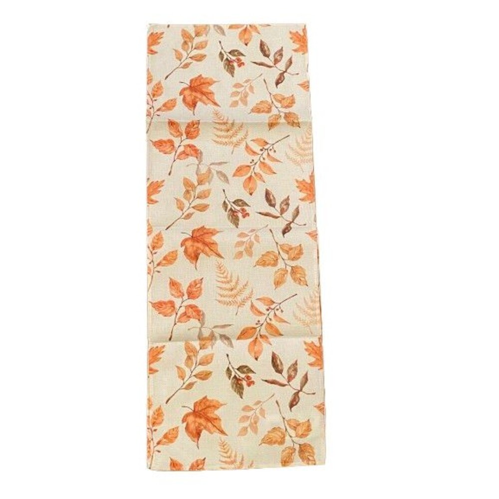 Table Runner 13x72in Woven Polyester Fall Leaves